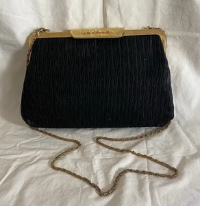 Vintage schwarze La Regale Abend Schulter Clutch Tasche 36" Kette.; Goldschließe - Bild 1 von 4