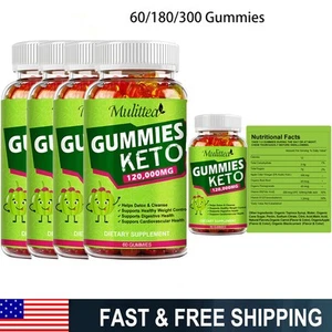 Keto ACV Gummies Advanced Apple Cider Vinegar 60/180/300 Gummies - Picture 1 of 12