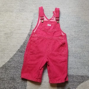 Vintage Guess Denim Overalls Kids Toddler 3Y Red Shorts 90s Made In USA - Picture 1 of 8