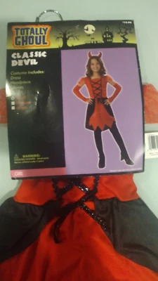 NUEVO CON ETIQUETAS TOTALMENTE GHOUL CLÁSICO VESTIDO DIABLO TOCADO GUANTES TALLA PEQUEÑA Foto 1 de 4