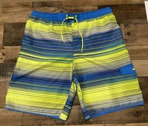 Nike Swimsuit Men's Sz M Blue Nylon Mesh Linned Drawstring Swimming Surf Shorts - Picture 1 of 6