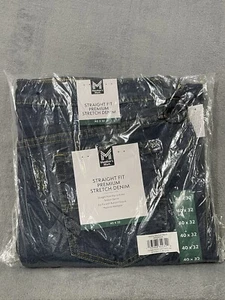 New Members Mark Jeans Mens 40x32 Blue Dark Wash Straight Fit Premium Stretch - Picture 1 of 5