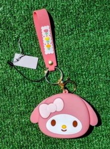 Japan Sanrio My Melody Kawaii Key Ring Clip Silicone Wristlet Zipper Coin Purse - Picture 1 of 4