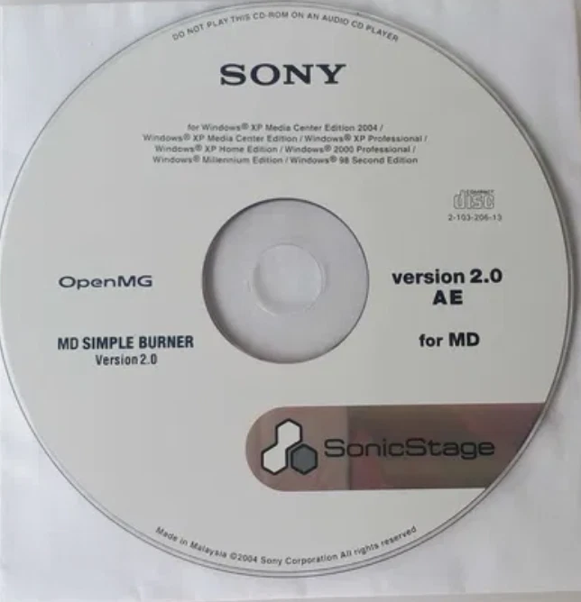 Sony SonicStage V 2.0 for Minidisc + MD Simple Burner V 2.0 AE (2-103-206-12) - Image 1 of 1