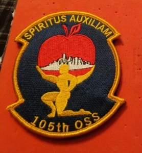 US AIR FORCE PATCH, 105TH OPERATIONS SUPPORT SQUADRON, CON GANCIO DI FISSAGGIO - Foto 1 di 1