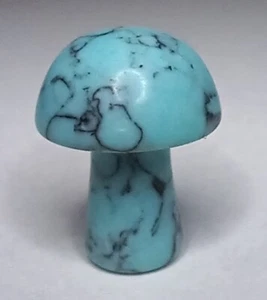 Miniature Turquoise Marble Mushroom 3/4 inch tall - Picture 1 of 2