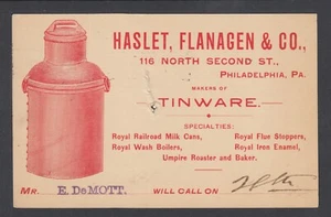 US Sc UX12 used 1896 1c Postal Card, Royal Railroad Milk Cans, PA usage - Picture 1 of 2