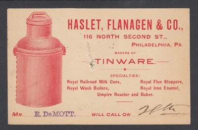 US Sc UX12 used 1896 1c Postal Card, Royal Railroad Milk Cans, PA usage - Image 1 of 2