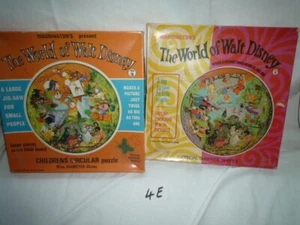VINTAGE WADDINGTONS CIRCULAR 500 JIGSAWS 3 & 6 THE WORLD OF WALT DISNEY COMPLETE - Picture 1 of 3