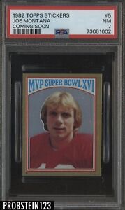 1982 Topps Stickers Football Coming Soon #5 Joe Montana 49ers HOF PSA 7 NM