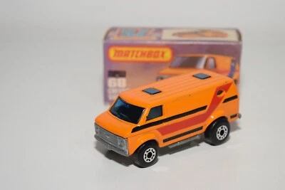 A94 1:64 3 INCH MATCHBOX SUPERFAST 68 CHEVROLET VAN ORANGE NMIB - Image 1 of 4