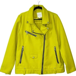 Avec Les Filles Long Sleeve Zip Double Face Biker Jacket Yellow Women's Large - Picture 1 of 12