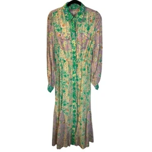 LOFT Women's Floral Godet Midi Shirtdress Size S Pastel Wedding Cottagecore - Picture 1 of 2