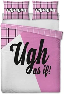 Juego de ropa de cama reversible Clueless Icon con doble edredón rosa a cuadros - Imagen 1 de 2