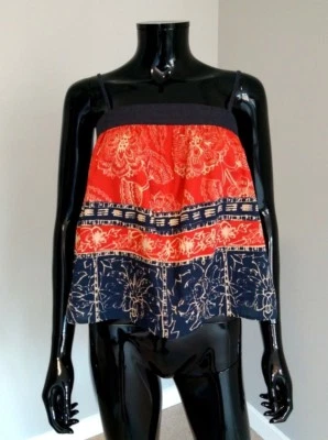 Weekend MaxMara Max Mara linen cotton floaty sun top boho ethnic sz. 10UK — 第 1/4 张图片