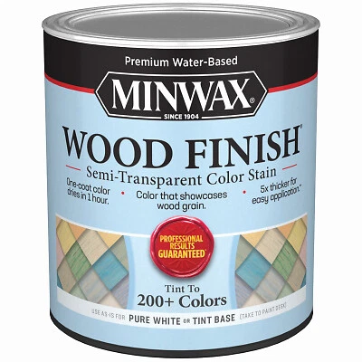 Minwax 117100000 Wood Finish Stain, Water-Based, Semi-Transparent, White, 1-Qt. Foto 1 de 2