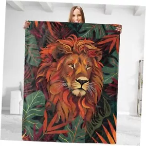 Lion Throw Blanket - Soft Plush Flannel Blanket, Lightweight, 50in×60in Lion01 - Picture 1 of 7