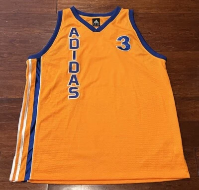 Camiseta sin mangas Adidas naranja #3 cosida para hombre 2XL con logotipo de malla a rayas Foto 1 de 4