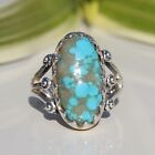 Solid 925 Sterling Silver Handmade Turquoise Stone Men's Luxury Ring Size 8