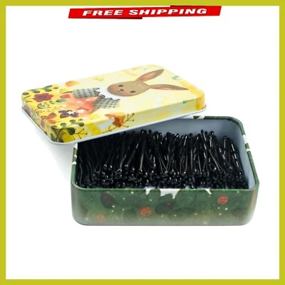 Mini Bobby Pins with Cute Case, 200 CT 1.38 Inch Small Hair Bobby Pins Black - Image 1 of 4