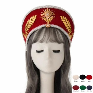 Women Tudor Renaissance Headpiece Medieval Royal French Hood Coronet LARP Hat - Picture 1 of 24