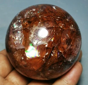 Red Fire QUARTZ Hematoid Crystal Polished sphere Ball Healing - Picture 1 of 11