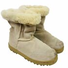 AUSTRALIAN BOOT Suede Leather Shearling Lined Winter Boots 6 Sheep Fur Cow Cream