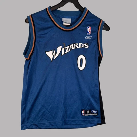 Youth Reebok Gilbert Arenas #0 Washington Wizards Blue Basketball Jersey 7518 Cover
