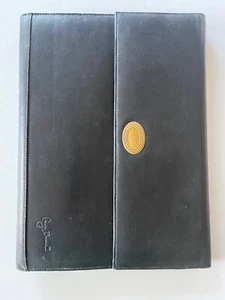 Giorgio Bernini Black Leather Notebook Portfolio Planner Monogram "PJJ" 13.5x10 - Picture 1 of 6