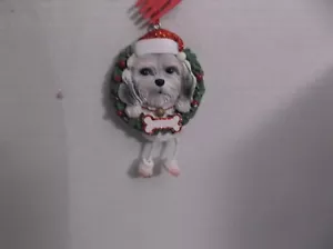 Ghirlanda Shih tzu ornamento natalizio con cappello babbo natale nuova - Foto 1 di 6