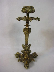 Vintage 19C French Gilt Bronze Candlestick Holder, 7 1/2" Tall - Picture 1 of 1