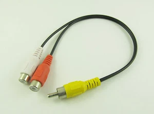 RCA Phono Male Plug to 2 RCA Female Jack Y Splitter AV Audio Video Adapter Cable - Picture 1 of 2