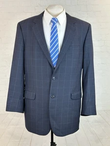 Jos A Bank Men's Navy Blue Plaid Wool Two Button Suit 44L 38X30 $895 - Picture 1 of 11