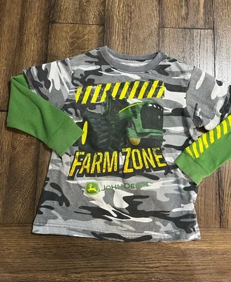 John Deere 5/6 Tractor Long Sleeve Layered Look Shirt Farmcore Farm Zone Camo - Image 1 of 4