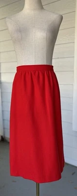 Talla 10 Vintage Rojo Plisado Lana Midi Bota Falda Charter Club Botón 28” Cintura Foto 1 de 4