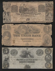 DEALERS LOT of (3)  MIXED OBSOLETE CURRENCY NOTES CIVIL WAR ERA MONEY 8996 - Picture 1 of 2