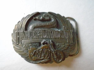 Harley Davidson EE. UU. Logo Motocicleta Alas de Serpiente Motociclista De Colección 1991 Hebilla de Cinturón - Imagen 1 de 5