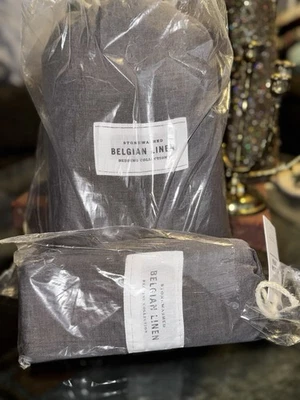 Juego de sábanas y fundas de almohada King de lino belga lavado a la piedra de herrajes de restauración Kng Foto 1 de 4