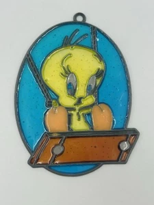 "Percha de ventana Tweety Bird Looney Tunes 1991 5"" vitral atrapasol" - Imagen 1 de 5
