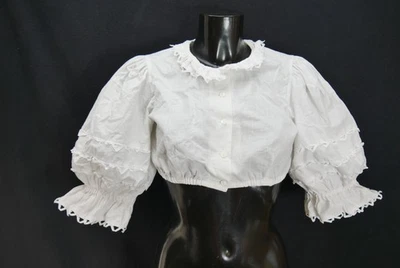 Gr.40 Dirndlbluse weiß Bluse für Dirndl Baumwolle mit Spitze B11334 - Bild 1 von 4