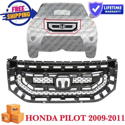 Front Grille Honda Pilot Plastic For 2009-2011 New Matte-Dark Gray HO1200200 Foto 1 de 4