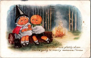 Vintage Halloween Postcard Whitney Pumpkin Head Children JO5 - Picture 1 of 2
