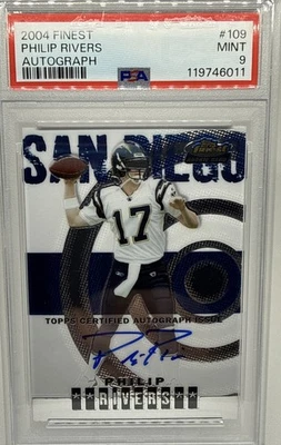 Phillip Rivers 2004 Topps Finest Auto Rookie #87/399 PSA 9 On Card San Diego - Image 1 of 4