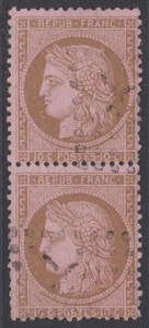 FRANKREICH 1871, Y&T #58 - CERES - GEBRAUCHTES PAAR - OBL. GC 5 - VAVINCOURT ? - Bild 1 von 2