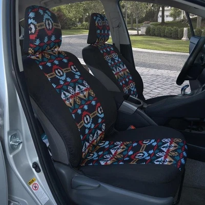 2x Geometric Print Car Front Seat Covers w/ Storage Pocket for 2008 Jeep Liberty - Image 1 of 4