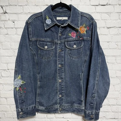Chaqueta vaquera TOMMY HILFIGER Y2K bordada floral plus mujer azul Foto 1 de 4
