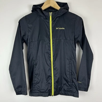 Columbia Big Kids Negro Neón Amarillo Cremallera Completa Sudadera con Capucha Chaqueta Cortavientos M Foto 1 de 4