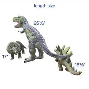 Toys R Us Tyrannosaurus Rex, Stegosaurus, Triceratops Dinosaurs Soft Rubber - Picture 1 of 19
