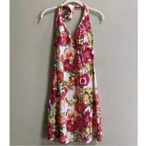 Tommy Bahama Watercolor Floral Print Halter Neck Cover Up Dress Size Medium - Picture 1 of 11