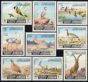 Jordan 1968 Ostriches/Ducks/Ibex/Oryx/Birds/Nature/Deer/Animals 9v set (n28422)